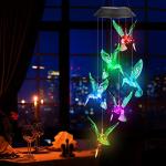 Solar Hummingbird Wind Chime with Color Changing Lights