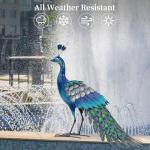 Metal Peacock Garden Statue for Outdoor Decor