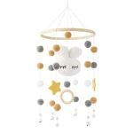 Bamboo Bunny Mobile with Wind Chimes and Felt Balls