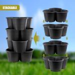 GEEZY Stackable Black Flower Pot Set of 4