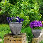 Large Antique Silver Round Garden Planter Pot