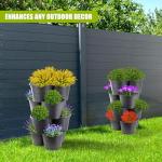 GEEZY Stackable Black Flower Pot Set of 4