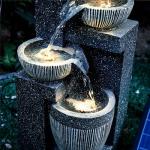 Solar 4-Tier Cascading Water Fountain with Lights