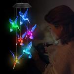 Color-Changing Solar Hummingbird Wind Chimes