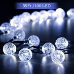 59Ft Solar LED Globe String Lights for Gardens
