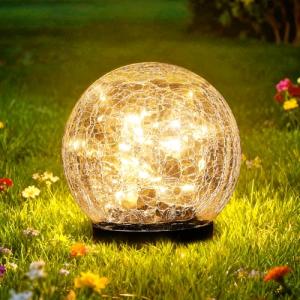 Solar Cracked Glass Ball Lights for Outdoor Decor