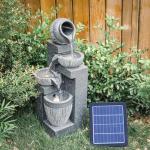 Solar 4-Tier Cascading Water Fountain with Lights