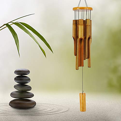 Bamboo Wind Chimes Outdoor,Wooden Wind Chimes with Melody Deep Tone,30" Classic Zen Garden Windchime for Relaxation, Grace.Home Décor for Patio, Garden or Indoor