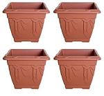 Set of 4 Terracotta Square Garden Planters