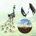 Blue Metal Peacock Garden Statues (2 Pieces)