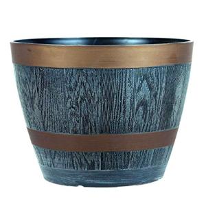 Rustic Dark Grey Half Barrel Planter 28.5cm