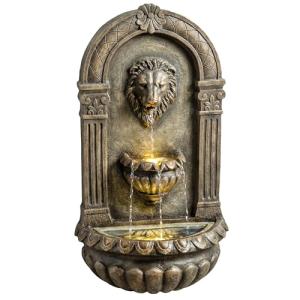 Rustic Brown Wall-Mounted 3-Tier Water Fountain