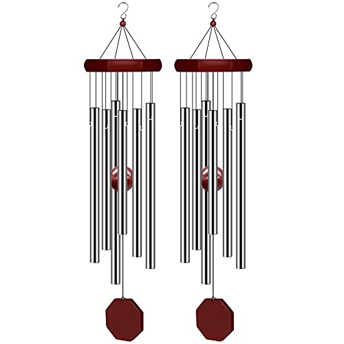 2 Pack Pgzsy Memorial Wind Chimes Outdoor Large Deep Tone, Elegant Sympathy Wind-Chime Personalized with 6 Tuned Tubes for Garden Patio Balcony and Home