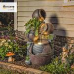 Four-Tier Rustic Pot Outdoor Fountain with LED