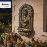 Rustic Brown Wall-Mounted 3-Tier Water Fountain