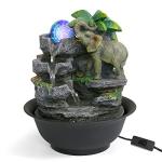 Indoor Water Fountain with LED Light and Elephant