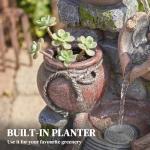 Four-Tier Rustic Pot Outdoor Fountain with LED