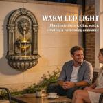 Rustic Brown Wall-Mounted 3-Tier Water Fountain