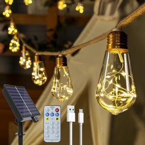 Solar Rope Lights with Remote for Outdoor Decor