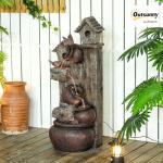 Outsunny 2-in-1 Waterfall Fountain with Birdhouse