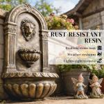 Rustic Brown Wall-Mounted 3-Tier Water Fountain