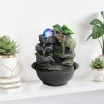 Indoor Water Fountain with LED Light and Elephant