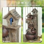 Outsunny 2-in-1 Waterfall Fountain with Birdhouse