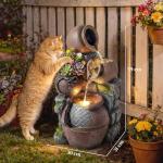 Four-Tier Rustic Pot Outdoor Fountain with LED