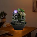 Indoor Water Fountain with LED Light and Elephant