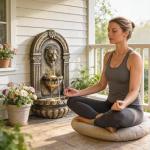 Rustic Brown Wall-Mounted 3-Tier Water Fountain