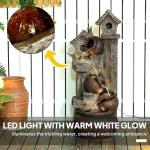 Outsunny 2-in-1 Waterfall Fountain with Birdhouse