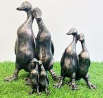 Vintage Bronze Duck Garden Ornament Statue Pair