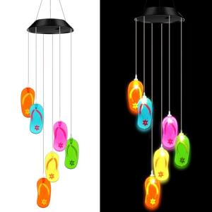 Tropical Beach Flip Flop Solar Wind Chimes