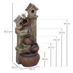 Outsunny 2-in-1 Waterfall Fountain with Birdhouse