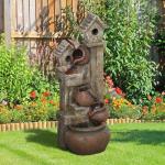 Outsunny 2-in-1 Waterfall Fountain with Birdhouse