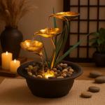 Lotus Design Indoor Water Fountain with LED Lights