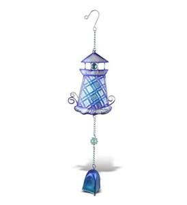 Purple Lighthouse Hanging Sea Glass Wind Chime