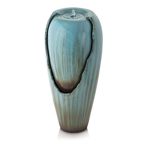 Alpine Corporation DIG100XS w/LED Light Water Jar Fountain, 32 Inch Tall, Turquoise