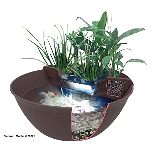 Aquascape 78325 AquaGarden Pond and Waterfall Kit Container Water Garden, Measures 23. 5-inch in Diameter and 9 7/8-inch Tall, Brown
