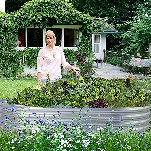 Large Oval Galvanized Garden Bed Kit for Vegetables
