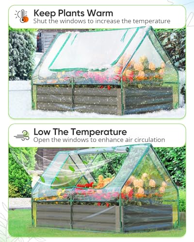 Quictent 4x3x1 Ft Raised Garden Bed with Greenhouse