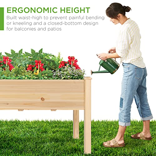 Raised Garden Bed Wood Planter Box - Natural