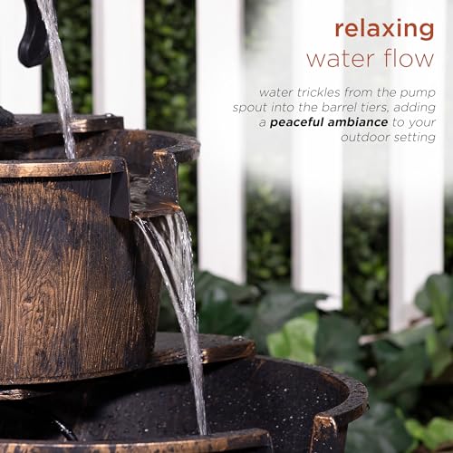 Alpine 27" Tall 2-Tier Barrel Waterfall Fountain
