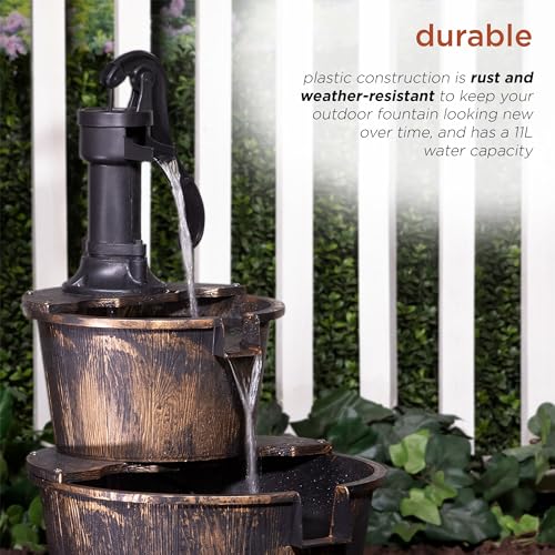 Alpine 27" Tall 2-Tier Barrel Waterfall Fountain