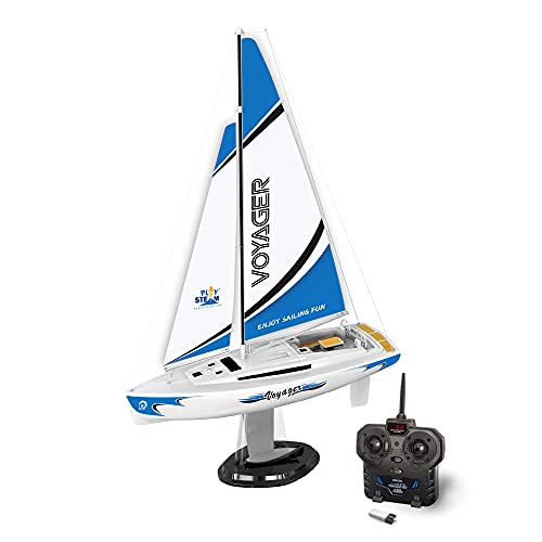 Blue 14" PLAYSTEAM Mini Wind Powered RC Sailboat