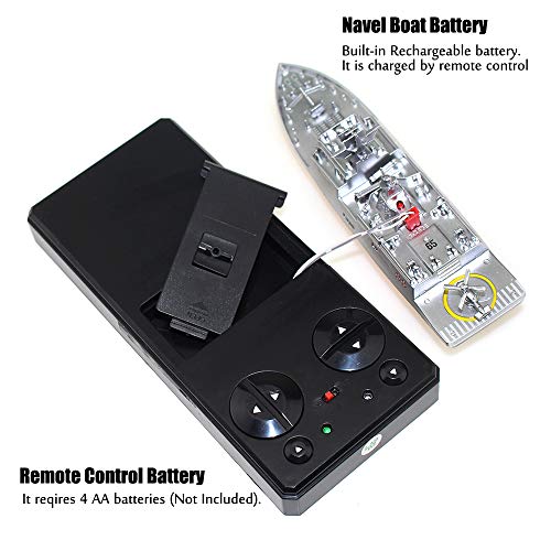 Tipmant Military RC Naval Ship Vessel Model Remote Control Boat Speedboat Yacht Electric Water Kids Toy - Silver