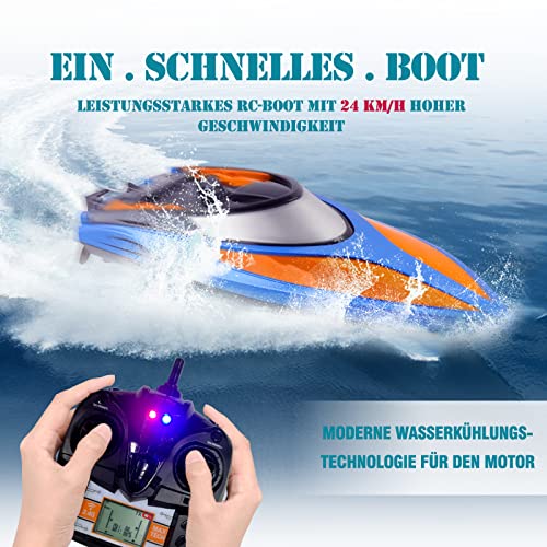 High Speed RC Boat for Pool/Lake/Pond - Blue Orange