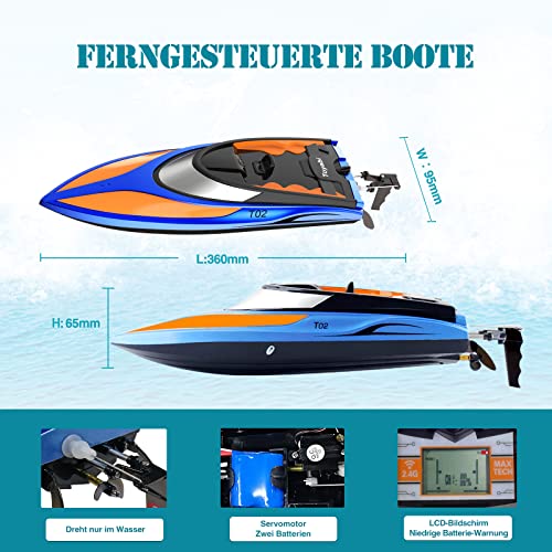High Speed RC Boat for Pool/Lake/Pond - Blue Orange