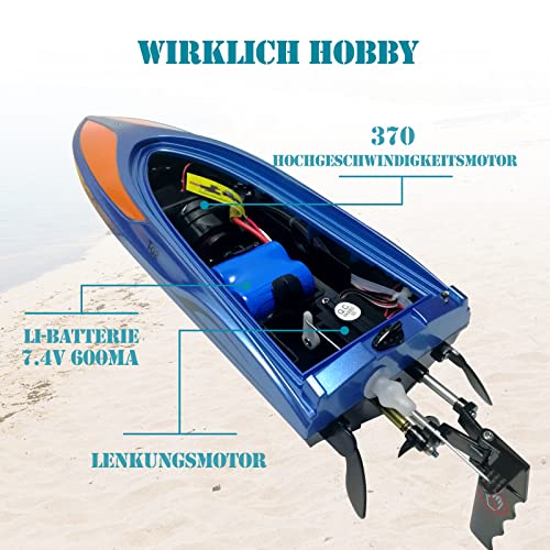 High Speed RC Boat for Pool/Lake/Pond - Blue Orange
