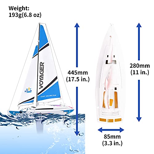 Blue 14" PLAYSTEAM Mini Wind Powered RC Sailboat